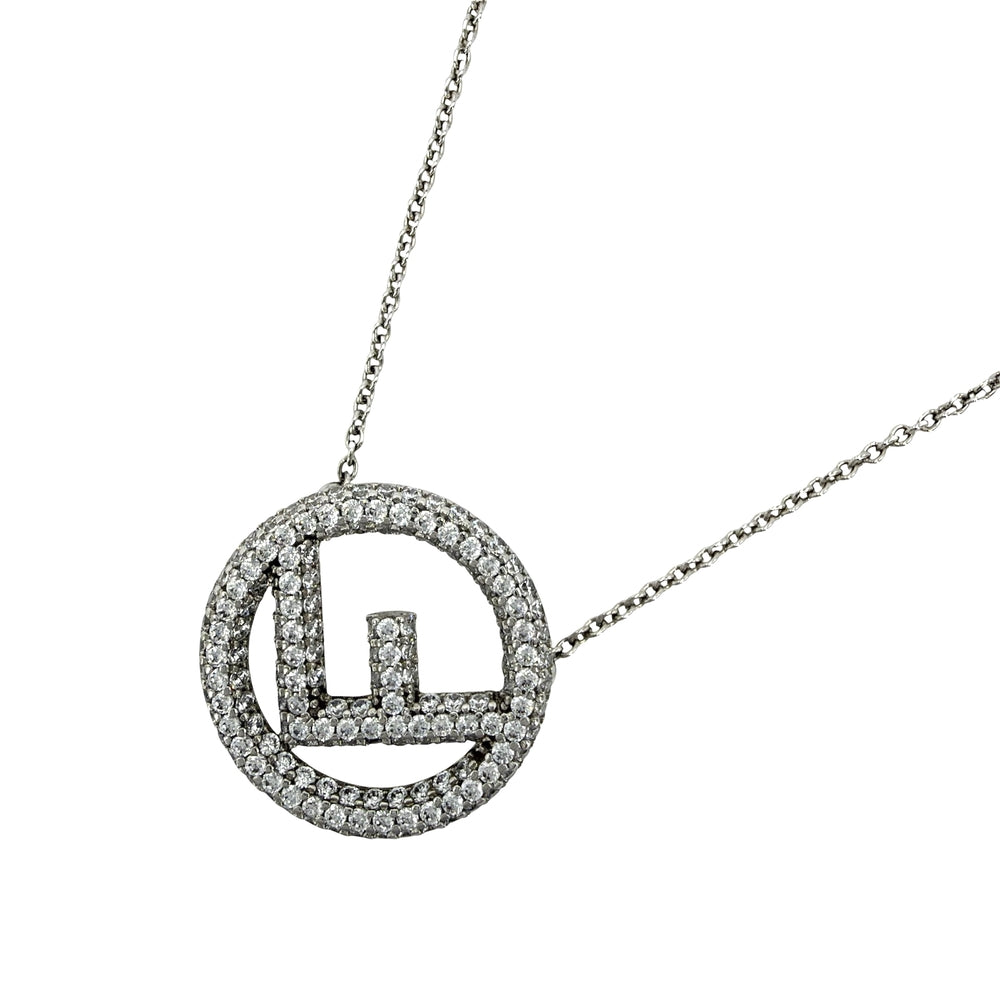 FENDI フェンディ ネックレス エフイズフェンディ ロゴ アクセサリー レディース ラインストーン シルバー レディース 約8.1g【中古品】