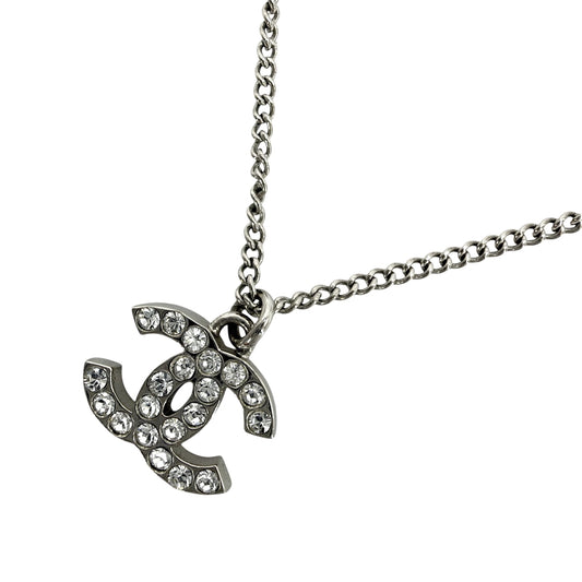 CHANEL シャネル ネックレス ココマーク アクセサリー ラインストーン F12V シルバー レディース 約5.0g 2012年【中古品】
