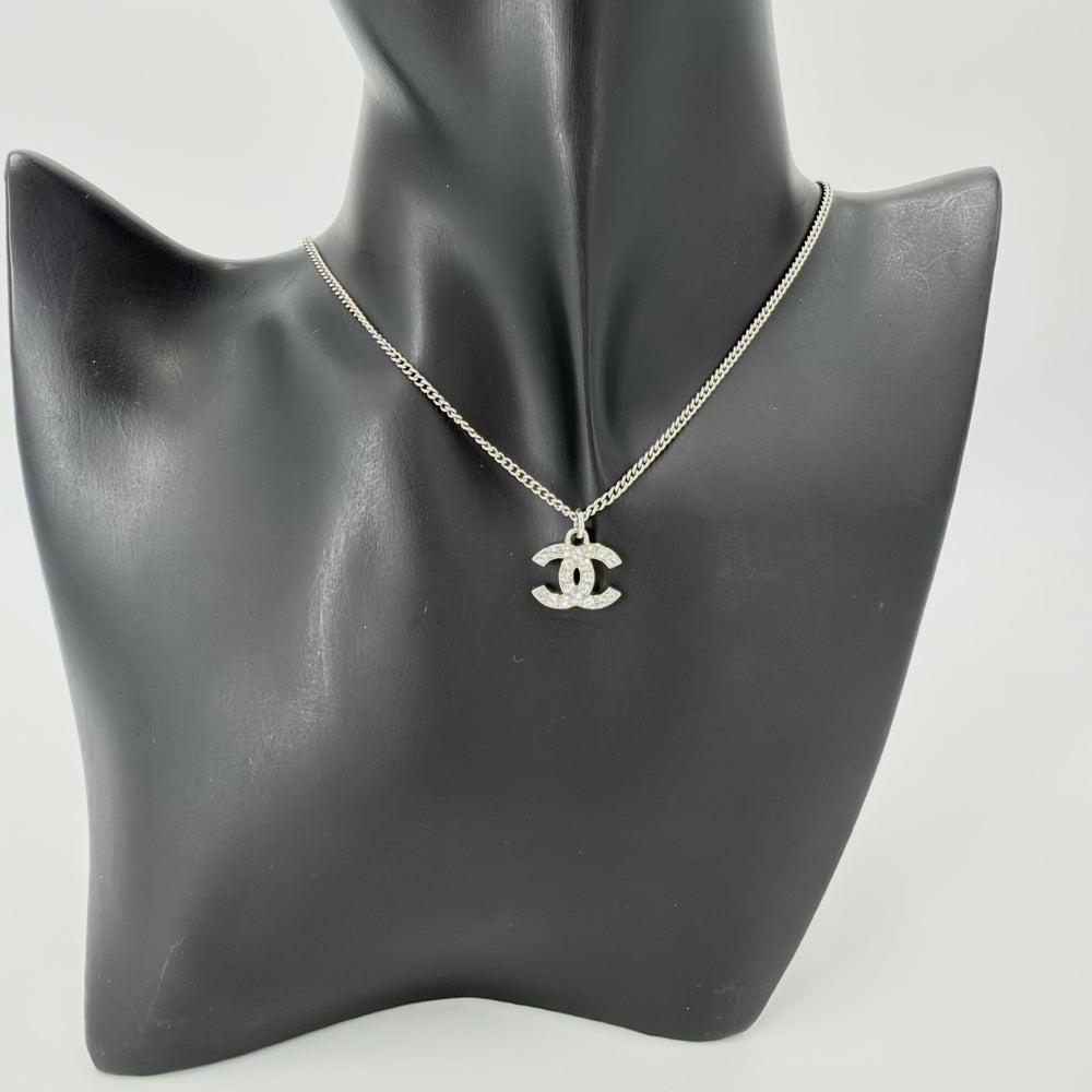 CHANEL シャネル ネックレス ココマーク アクセサリー ラインストーン F12V シルバー レディース 約5.0g 2012年【中古品】