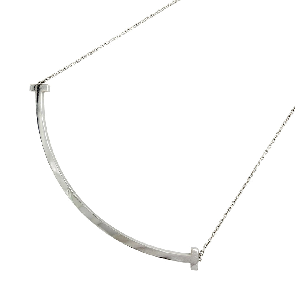 TIFFANY&Co. ティファニー ネックレス Tスマイル エクストララージ ペンダント ジュエリー アクセサリー 18金WG Au750 K18ホワイトゴールド シルバー レディース 約12.9g【中古品】