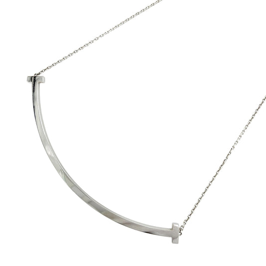 TIFFANY&Co. ティファニー ネックレス Tスマイル エクストララージ ペンダント ジュエリー アクセサリー 18金WG Au750 K18ホワイトゴールド シルバー レディース 約12.9g【中古品】