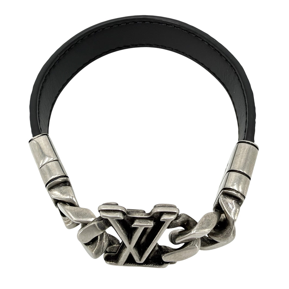 LOUIS VUITTON ルイヴィトン ブレスレット LVディメンション モノグラムエクリプス アクセサリー メタル モノグラムエクリプス M8828 シルバー ブラック 黒 レディース 約26.4g【中古品】
