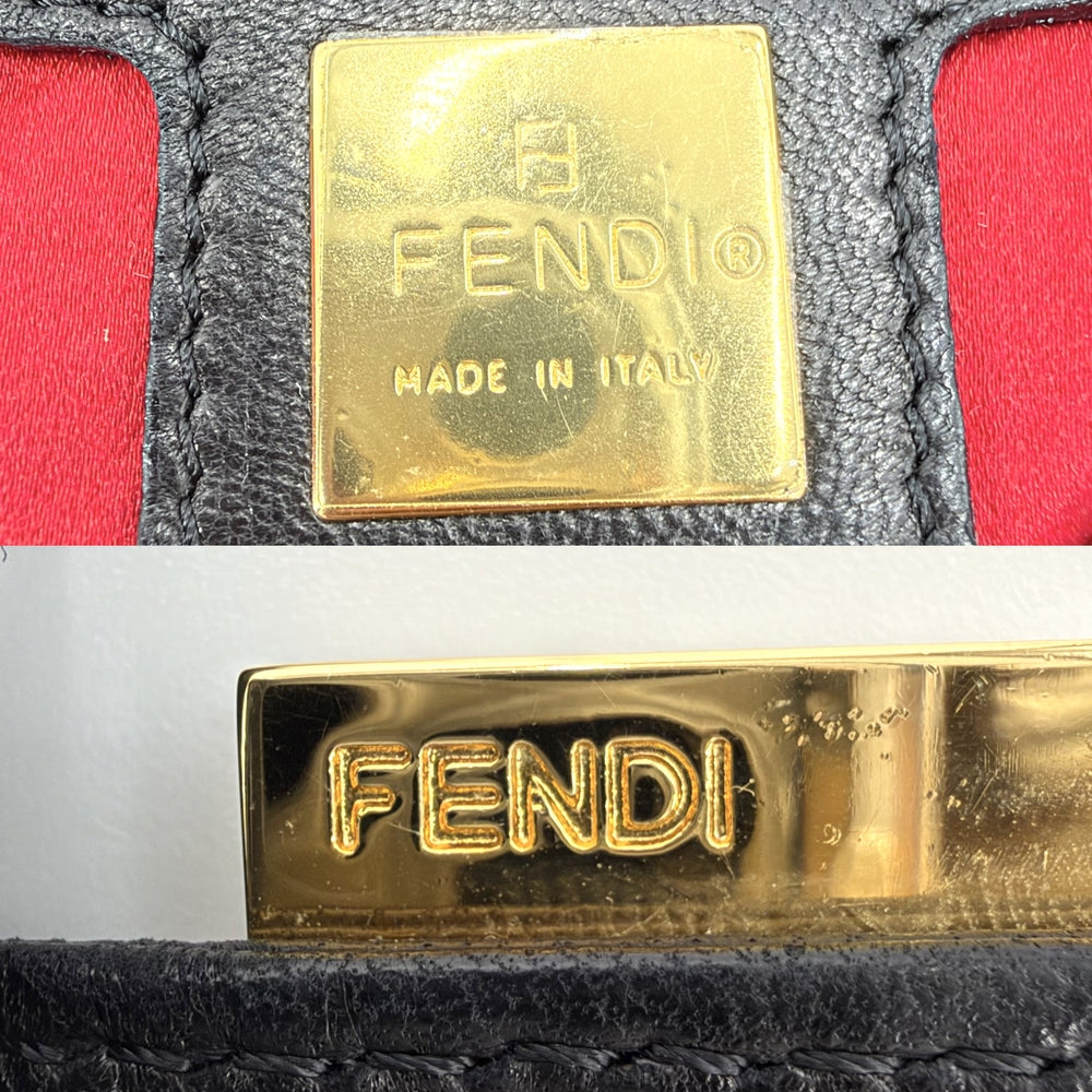 FENDI フェンディ ショルダーバッグ マンマバケット ワンショルダー Mamma Bucket スウェード ブラック 黒 ゴールド金具 レディース【中古品】