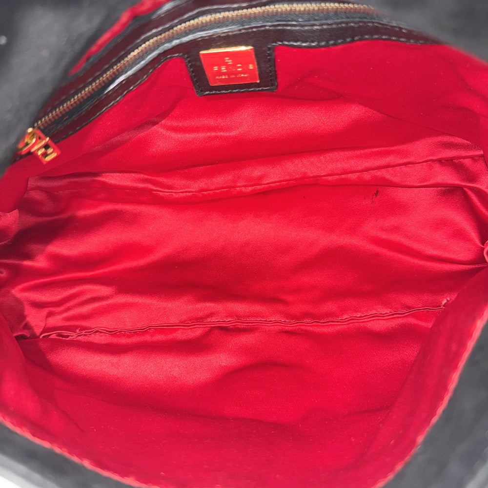 FENDI フェンディ ショルダーバッグ マンマバケット ワンショルダー Mamma Bucket スウェード ブラック 黒 ゴールド金具 レディース【中古品】