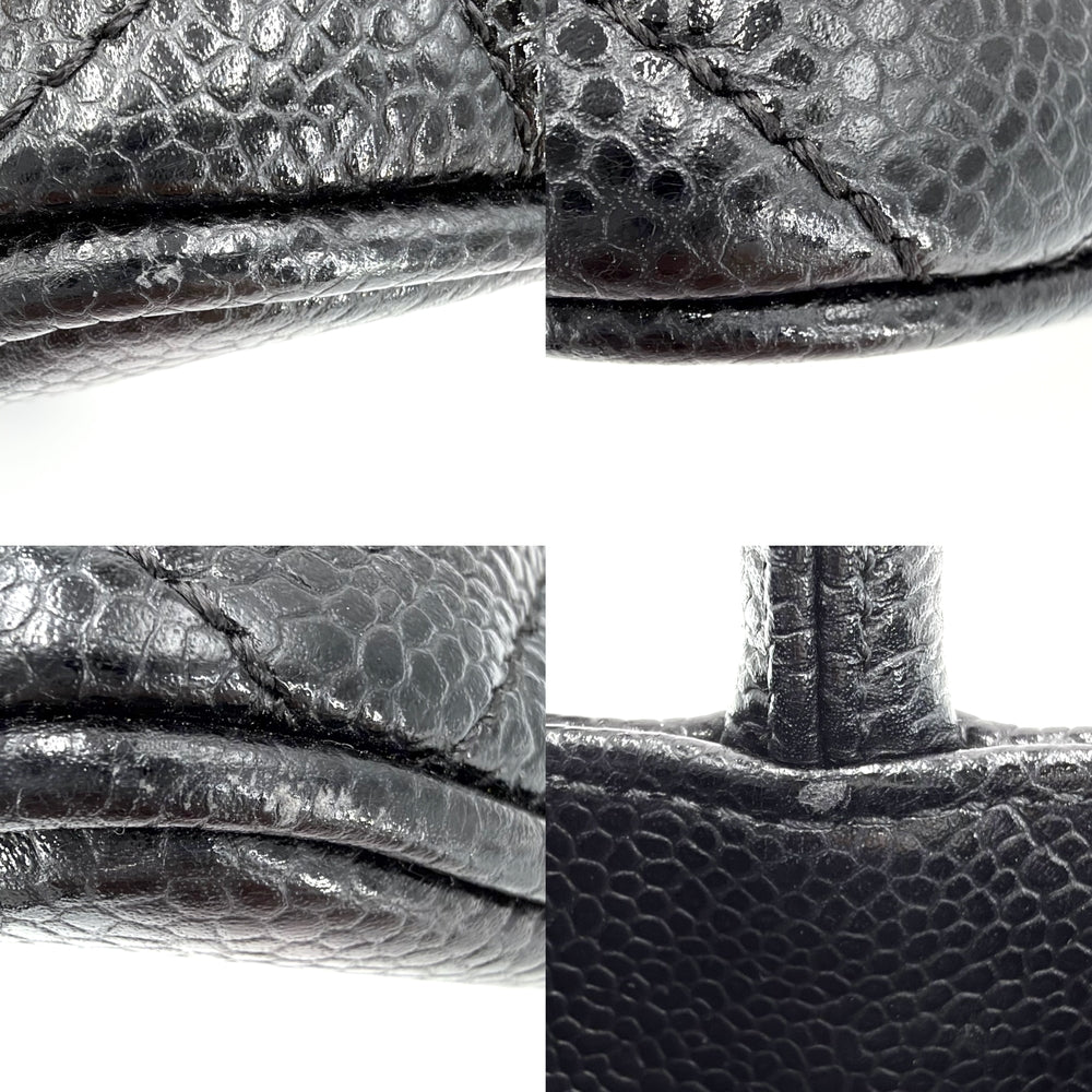 CHANEL シャネル トートバッグ マトラッセ 復刻トート ハンドバッグ ココマーク A01804 キャビアスキン ブラック 黒 シルバー金具 レディース【中古品】
