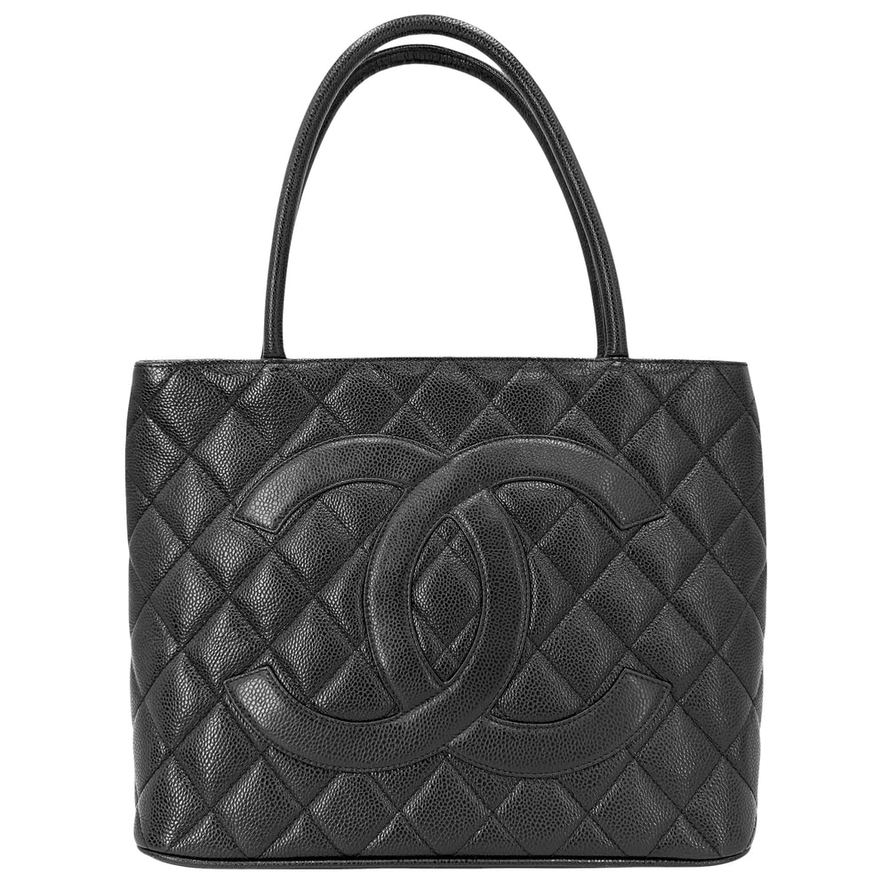 CHANEL シャネル トートバッグ マトラッセ 復刻トート ハンドバッグ ココマーク A01804 キャビアスキン ブラック 黒 シルバー金具 レディース【中古品】