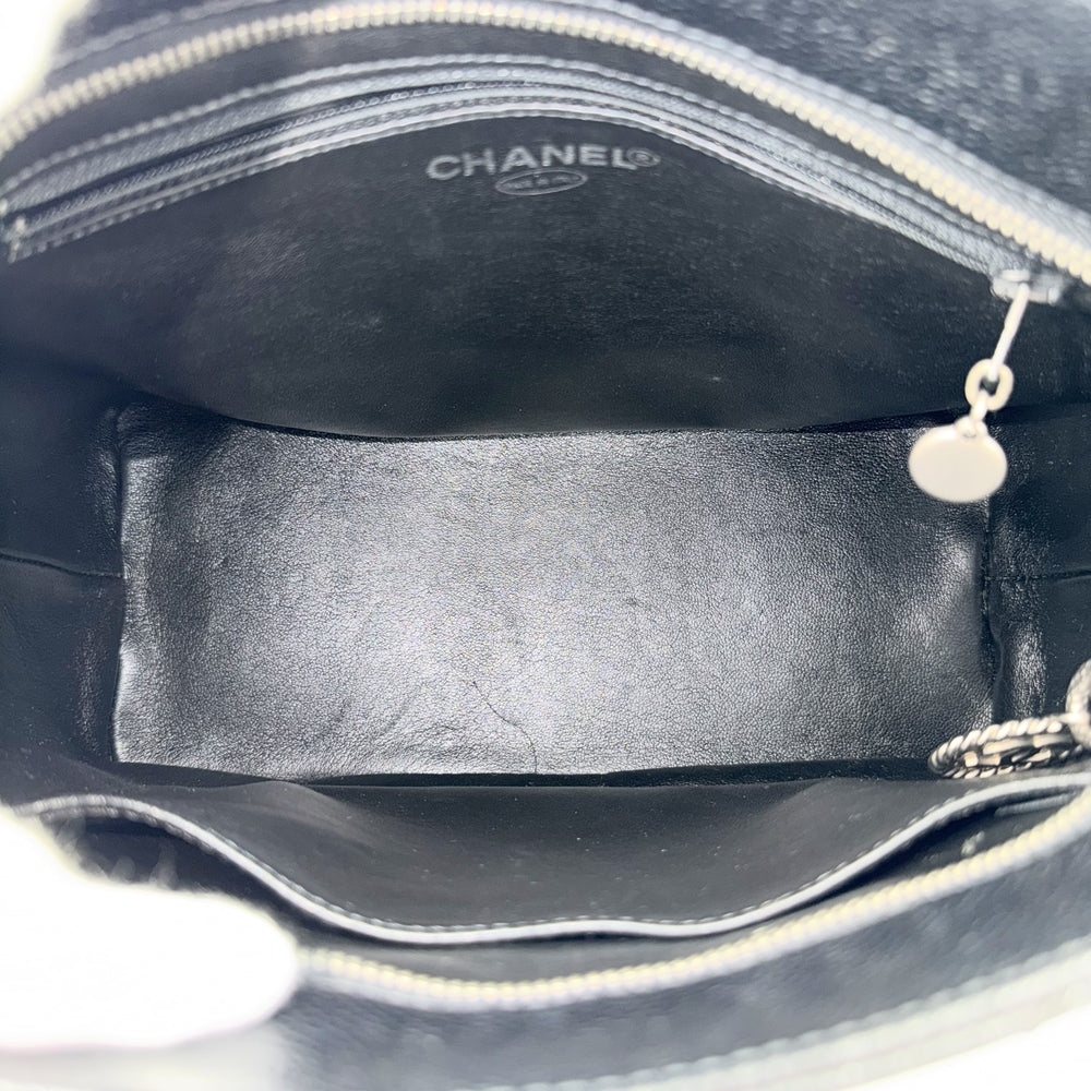 CHANEL シャネル トートバッグ マトラッセ 復刻トート ハンドバッグ ココマーク A01804 キャビアスキン ブラック 黒 シルバー金具 レディース【中古品】
