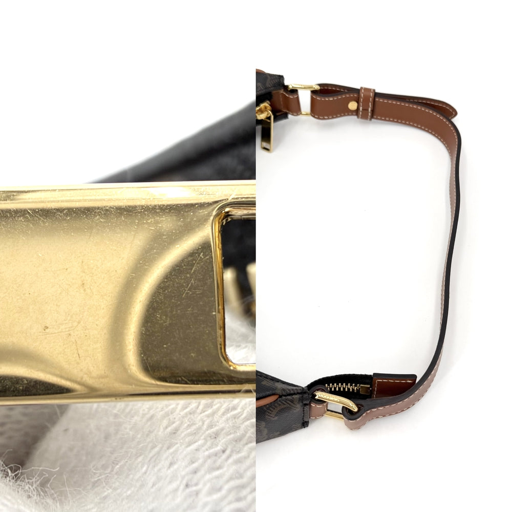 CELINE セリーヌ ハンドバッグ トリオンフ アヴァ セミショルダーバッグ AVA ブラウン 茶 193952BZJ.04LU PVC タン ゴールド金具 レディース【中古品】