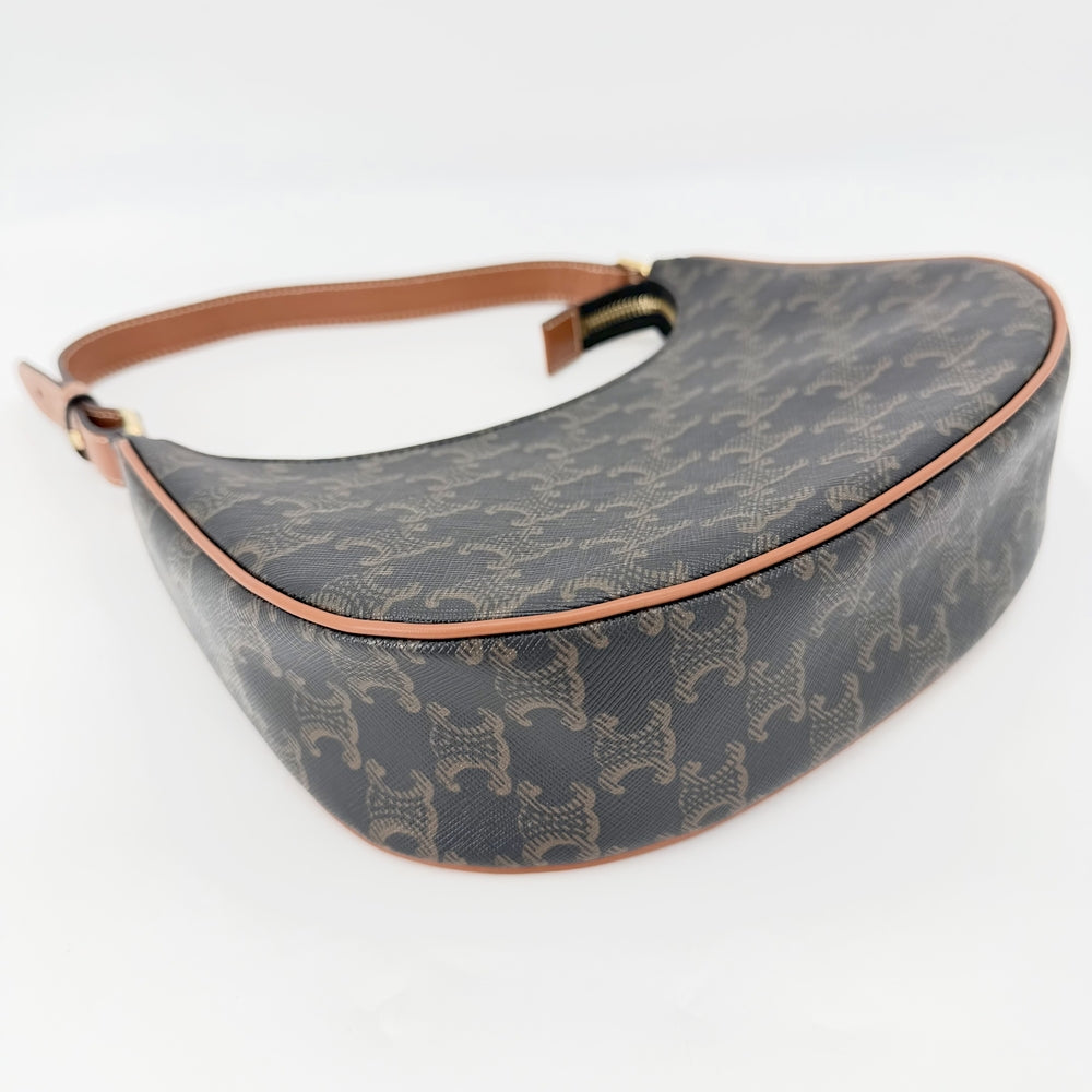 CELINE セリーヌ ハンドバッグ トリオンフ アヴァ セミショルダーバッグ AVA ブラウン 茶 193952BZJ.04LU PVC タン ゴールド金具 レディース【中古品】