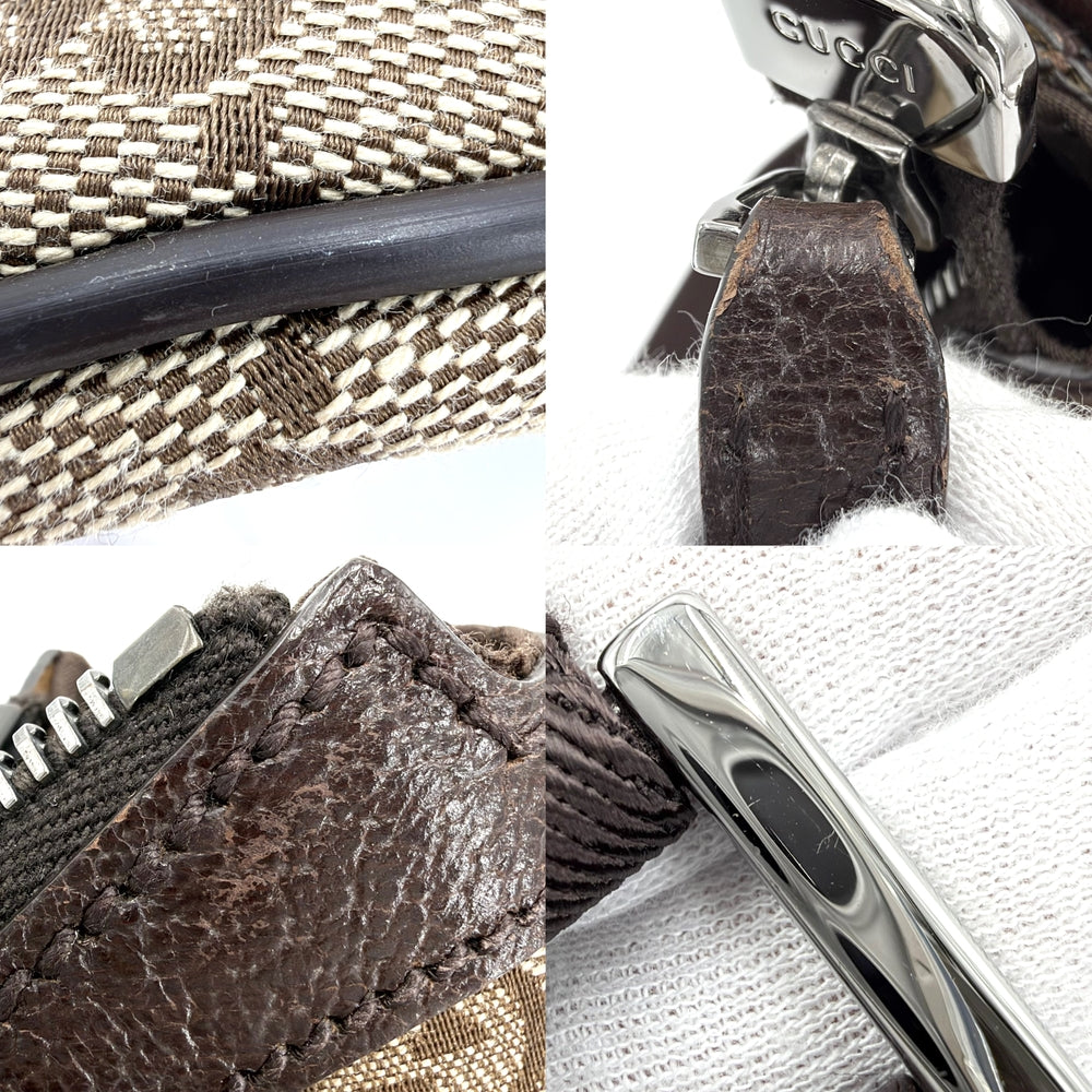 GUCCI グッチ ショルダーバッグ 181092 GGキャンバス レザー ベージュ シルバー金具 レディース【中古品】