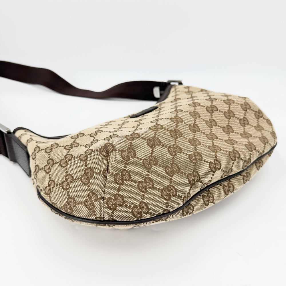 GUCCI グッチ ショルダーバッグ 181092 GGキャンバス レザー ベージュ シルバー金具 レディース【中古品】