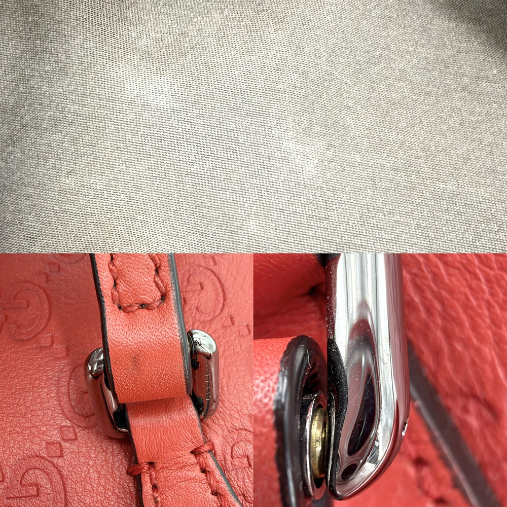GUCCI グッチ 2WAY グッチシマ ショルダーバッグ ハンドバッグ GG 420023 レザー レッド 赤 シルバー金具 レディース【中古品】