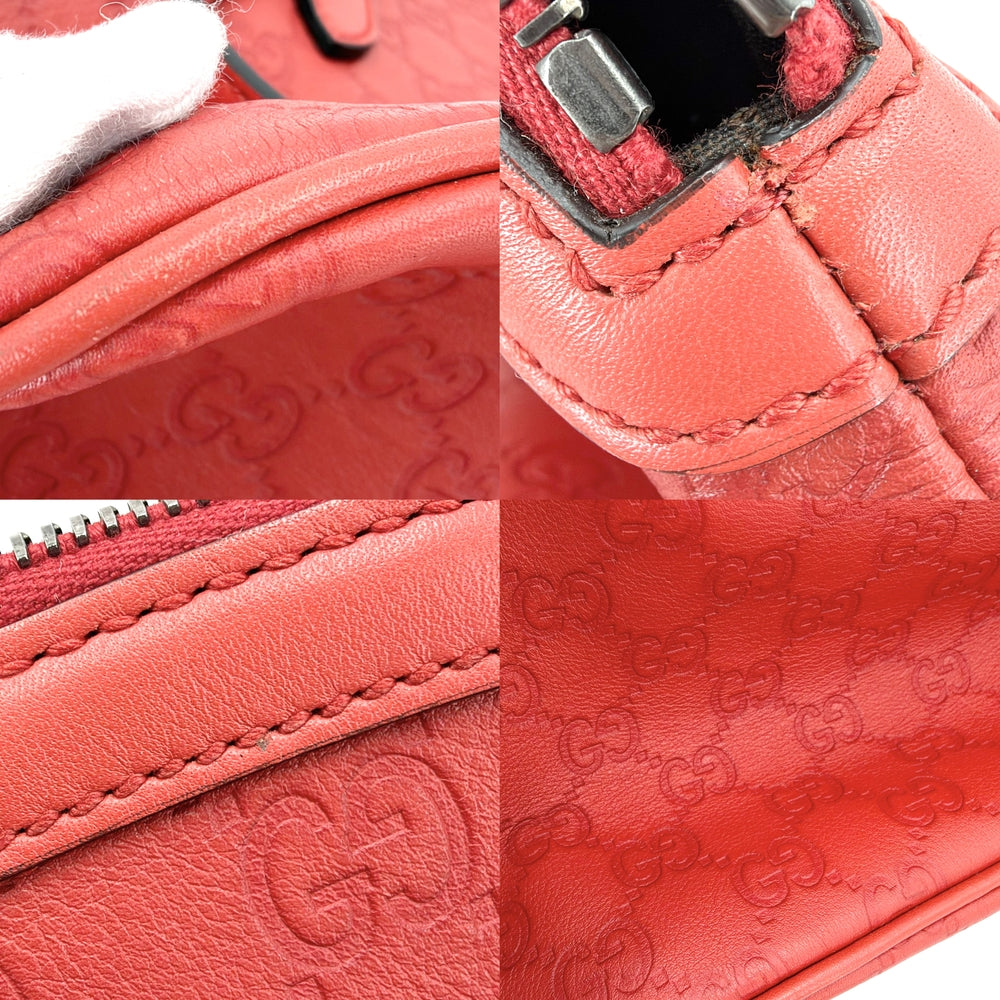 GUCCI グッチ 2WAY グッチシマ ショルダーバッグ ハンドバッグ GG 420023 レザー レッド 赤 シルバー金具 レディース【中古品】