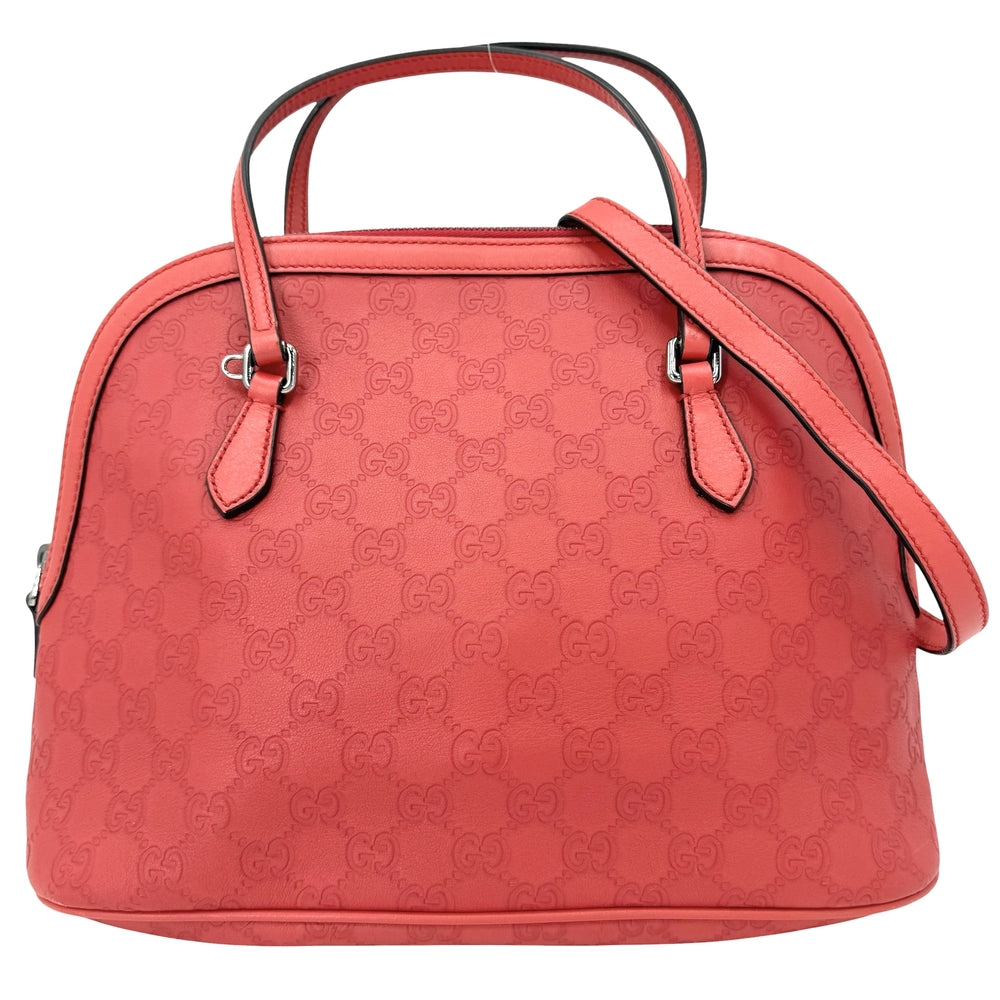 GUCCI グッチ 2WAY グッチシマ ショルダーバッグ ハンドバッグ GG 420023 レザー レッド 赤 シルバー金具 レディース【中古品】