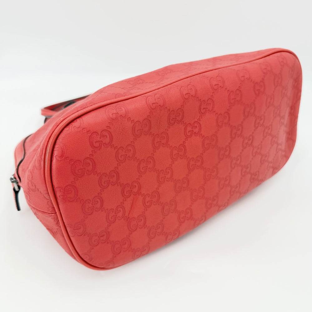 GUCCI グッチ 2WAY グッチシマ ショルダーバッグ ハンドバッグ GG 420023 レザー レッド 赤 シルバー金具 レディース【中古品】