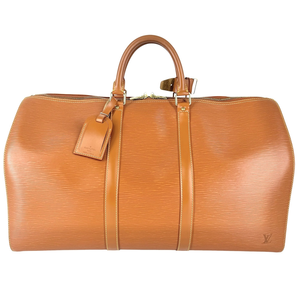 LOUIS VUITTON ルイヴィトン ボストンバッグ キーポル50 トラベルバッグ 旅行バッグ M42968 エピレザー ブラウン 茶 ゴールド金具 ユニセックス【中古品】