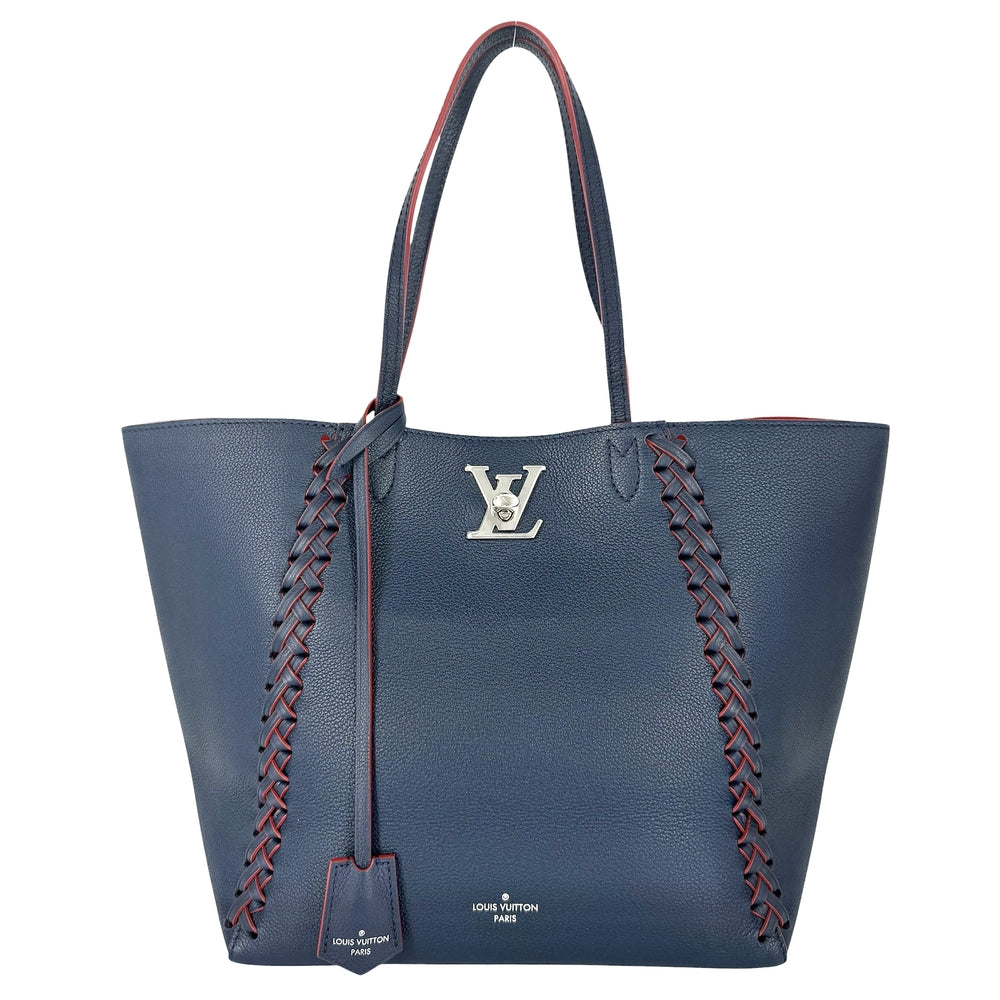 LOUIS VUITTON ルイヴィトン トートバッグ ロックミー カバ マリーヌルージュ M54682 レザー ネイビー 紺 レッド 赤 シルバー金具 レディース【中古品】