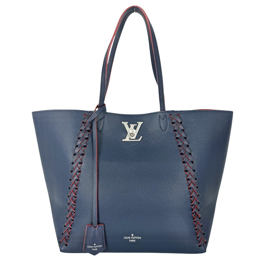 LOUIS VUITTON ルイヴィトン トートバッグ ロックミー カバ マリーヌルージュ M54682 レザー ネイビー 紺 レッド 赤 シルバー金具 レディース【中古品】