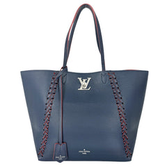 LOUIS VUITTON ルイヴィトン トートバッグ ロックミー カバ マリーヌルージュ M54682 レザー ネイビー 紺 レッド 赤 シルバー金具 レディース【中古品】
