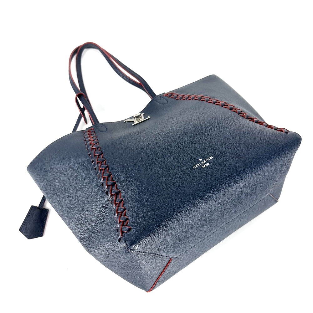 LOUIS VUITTON ルイヴィトン トートバッグ ロックミー カバ マリーヌルージュ M54682 レザー ネイビー 紺 レッド 赤 シルバー金具 レディース【中古品】