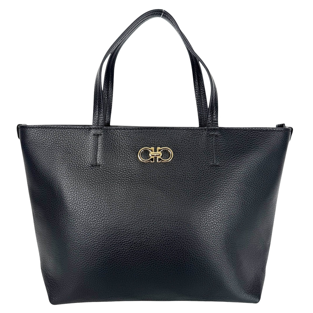 Salvatore Ferragamo サルヴァトーレフェラガモ トートバッグ ガンチーニ ハンドバッグ レザー ブラック 黒 ゴールド金具 レディース【中古品】