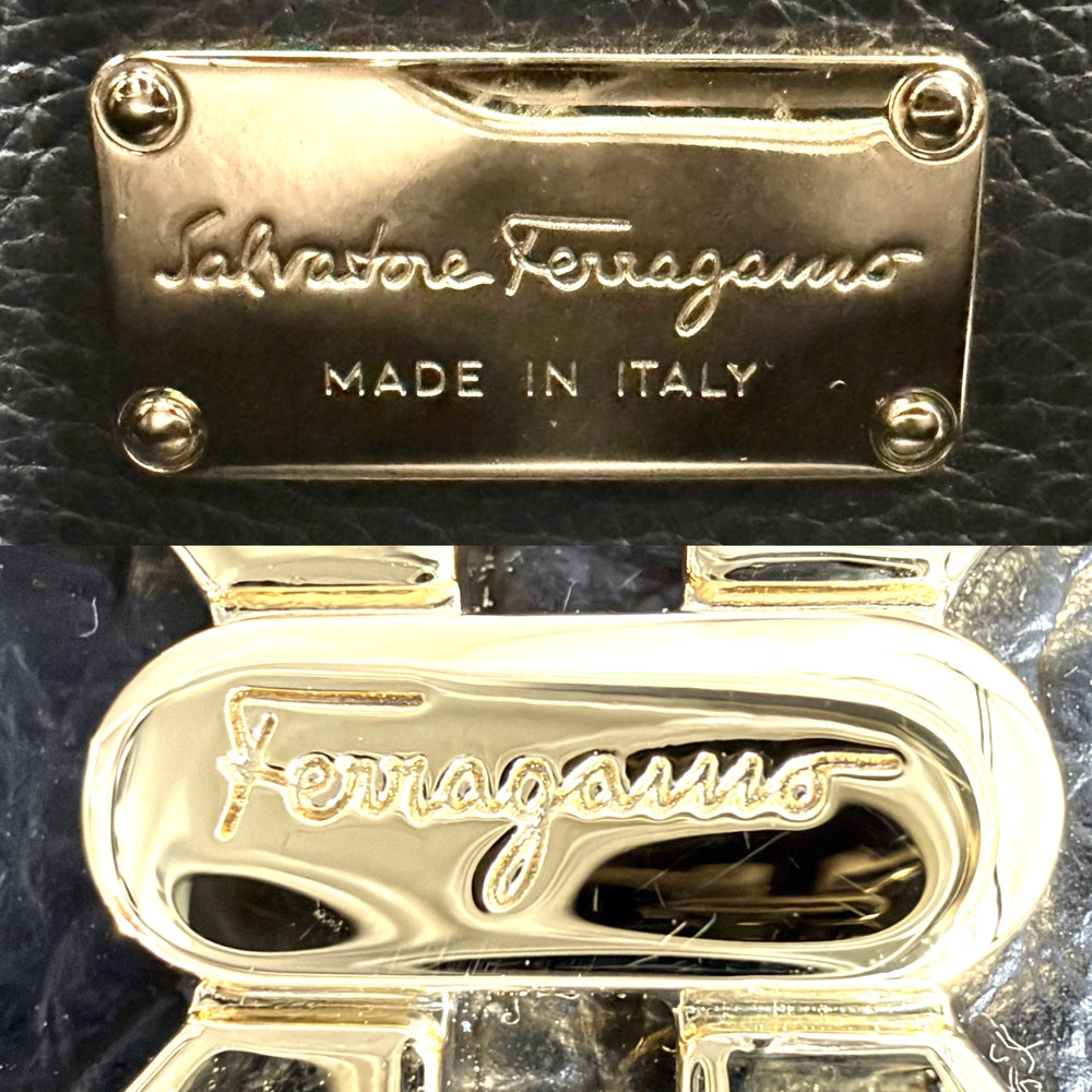 Salvatore Ferragamo サルヴァトーレフェラガモ トートバッグ ガンチーニ ハンドバッグ レザー ブラック 黒 ゴールド金具 レディース【中古品】