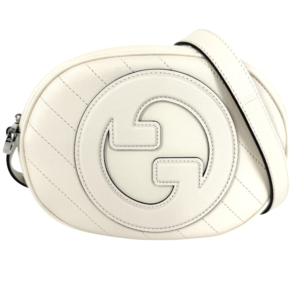 GUCCI グッチ ショルダーバッグ ブロンディ ミニショルダーバッグ インターロッキングG 760175 レザー ホワイト 白 シルバー金具 レディース【中古品】