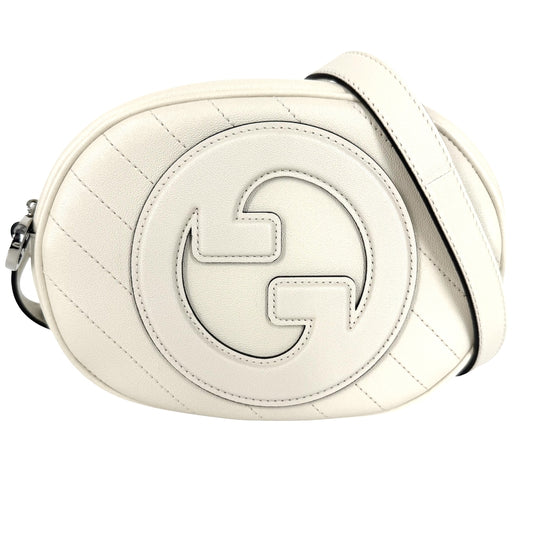 GUCCI グッチ ショルダーバッグ ブロンディ ミニショルダーバッグ インターロッキングG 760175 レザー ホワイト 白 シルバー金具 レディース【中古品】