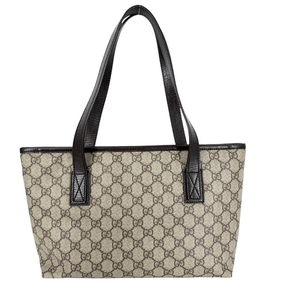 GUCCI グッチ トートバッグ ハンドバッグ 211138 GGキャンバス レザー ベージュ ブラウン 茶 シルバー金具 レディース【中古品】