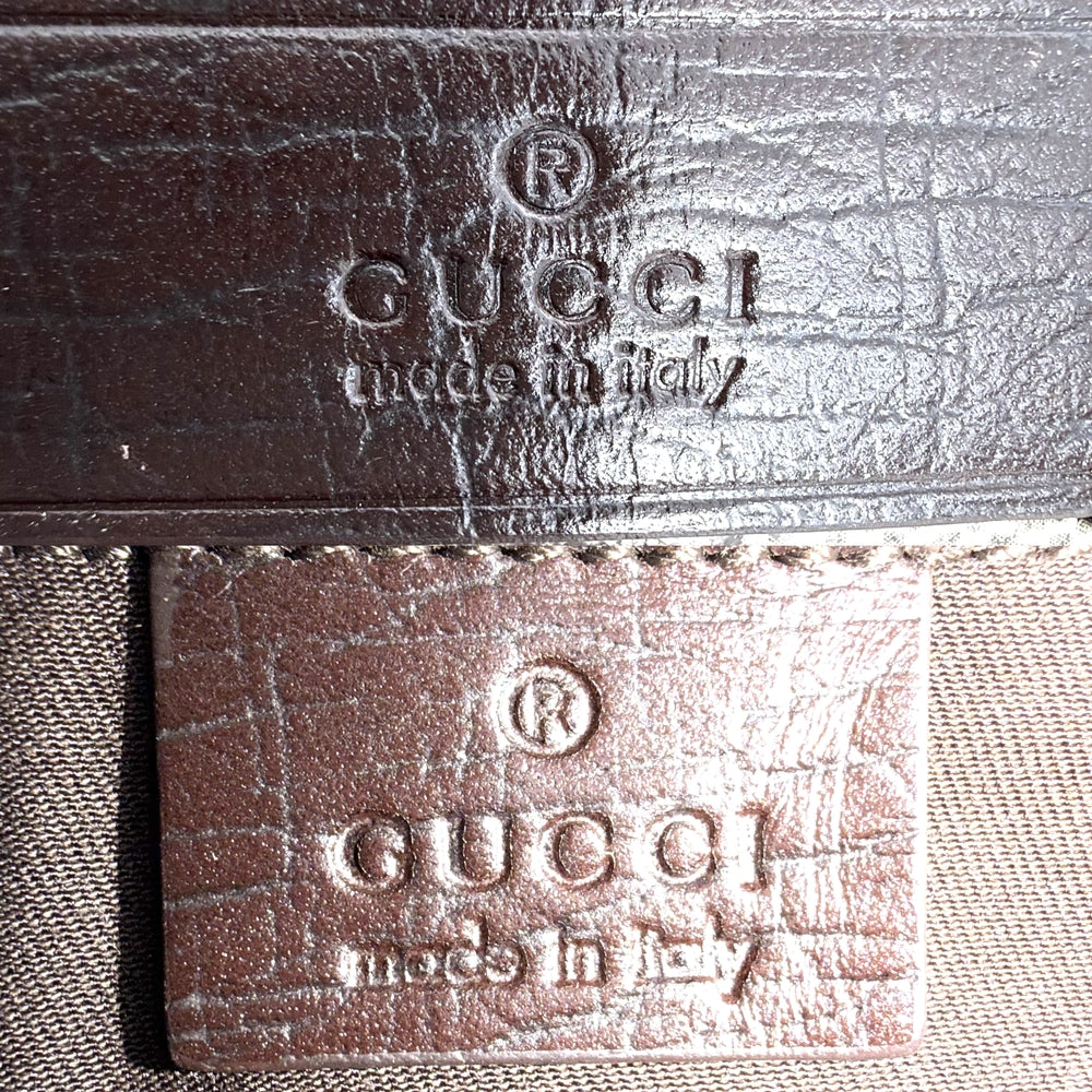 GUCCI グッチ トートバッグ ハンドバッグ 211138 GGキャンバス レザー ベージュ ブラウン 茶 シルバー金具 レディース【中古品】