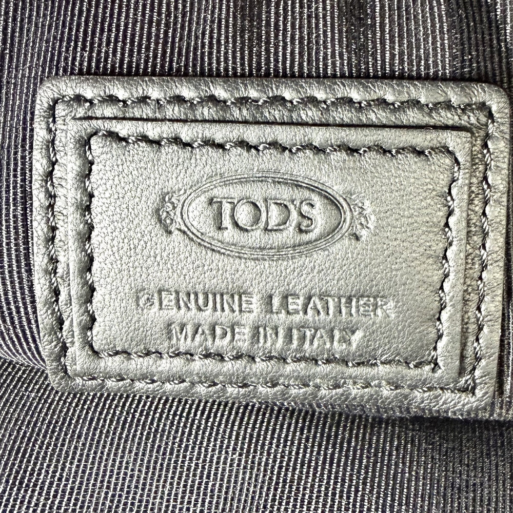 TOD’S トッズ リュック バックパック ロゴ レザー ブラック 黒 シルバー金具 メンズ【中古品】