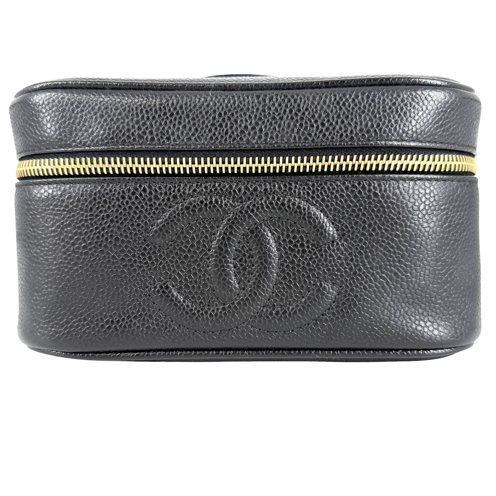 CHANEL シャネル バッグ バニティバッグ ココマーク 化粧ポーチ メイクポーチ キャビアスキン ブラック 黒 ゴールド金具 レディース【中古品】
