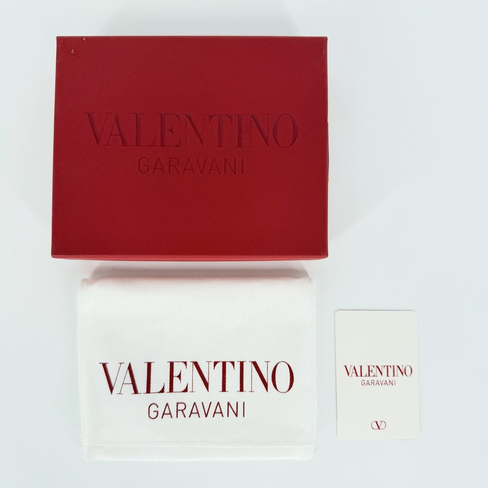 Valentino Garavani ヴァレンティノ・ガラヴァーニ カードケース ロゴ コインケース カードケース レザー ブラック 黒 ゴールド金具 レディース【中古品】