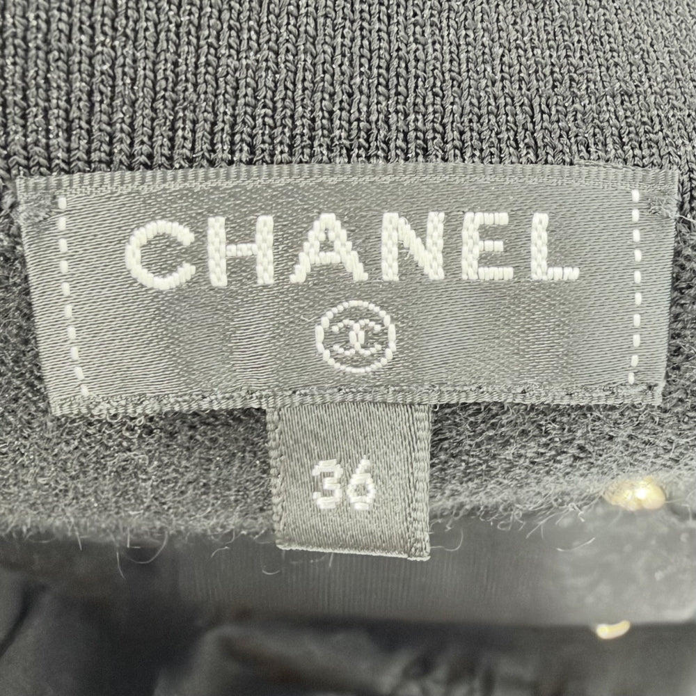 CHANEL シャネル ワンピース ココマーク アパレル 服 長袖 フリル ラメ 36 ブラック 黒 秋 冬 レディース【中古品】