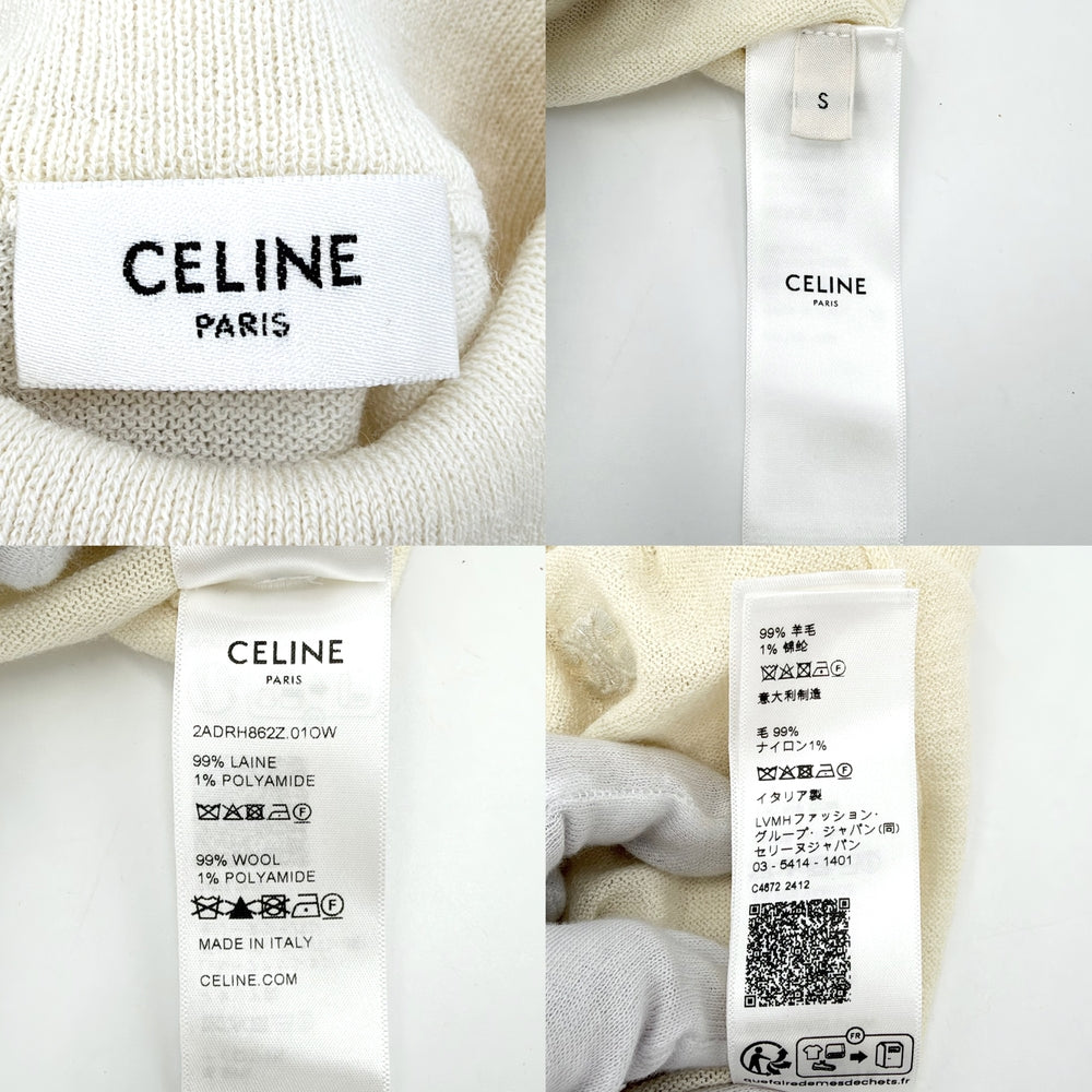 CELINE セリーヌ タンクトップ トリオンフ タートルネック トップス ノースリーブ アパレル 服 S アイボリー 春 秋 ウール ナイロン レディース【中古品】