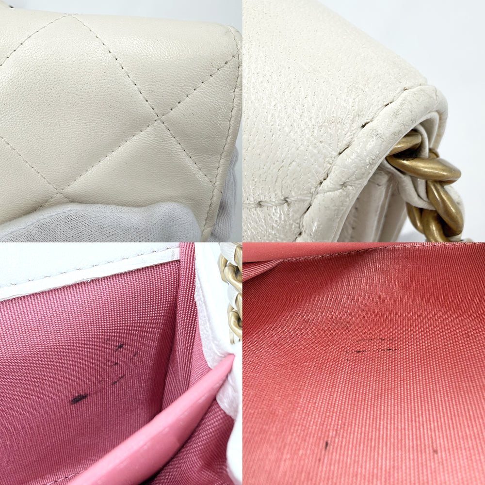 CHANEL シャネル チェーンウォレット マトラッセ CHANEL19 ココマーク AP1787 ラムスキン ホワイト 白 ゴールド金具 レディース【中古品】
