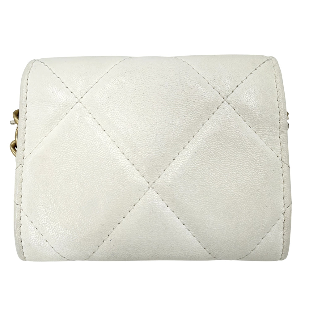 CHANEL シャネル チェーンウォレット マトラッセ CHANEL19 ココマーク AP1787 ラムスキン ホワイト 白 ゴールド金具 レディース【中古品】