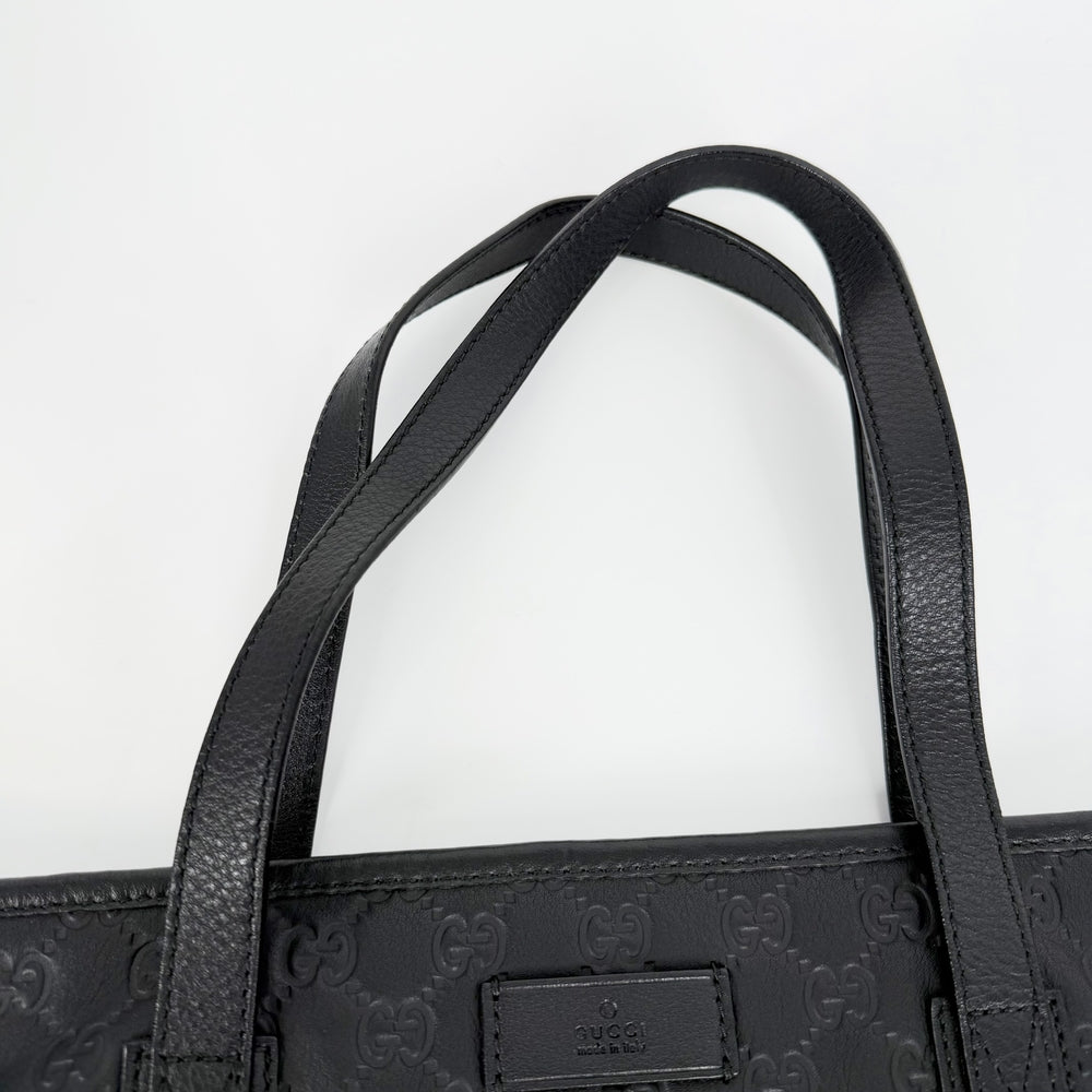 GUCCI グッチ トートバッグ GGインプリメ ハンドバッグ 211120 レザー ブラック 黒 ゴールド金具 レディース【中古品】