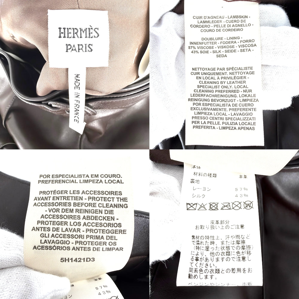 HERMES エルメス パンツ ハーフパンツ 膝丈 アパレル ボトムス 38 5H1421D3 ブラウン 茶 春 冬 ラムスキン レディース【中古品】