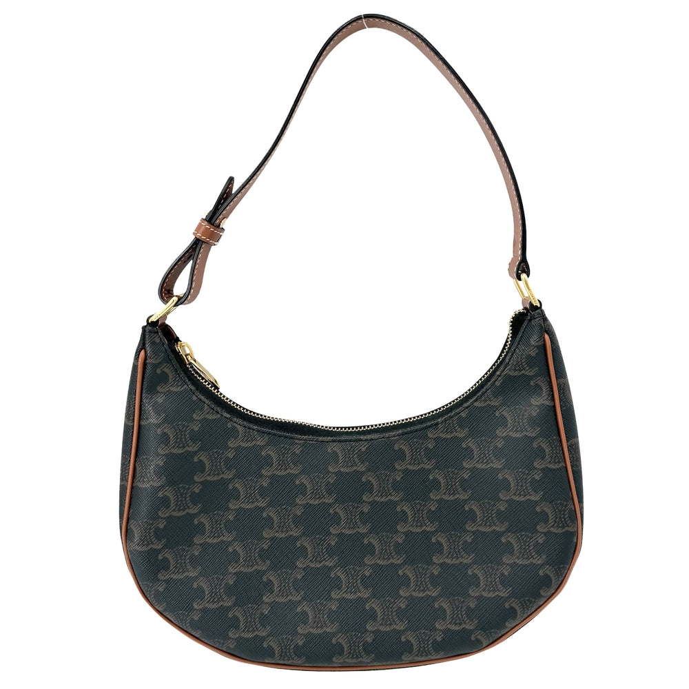CELINE セリーヌ ハンドバッグ アヴァ トリオンフ セミショルダーバッグ AVA 小さめ ブラウン 茶 カーフ タン ゴールド金具 レディース【中古品】