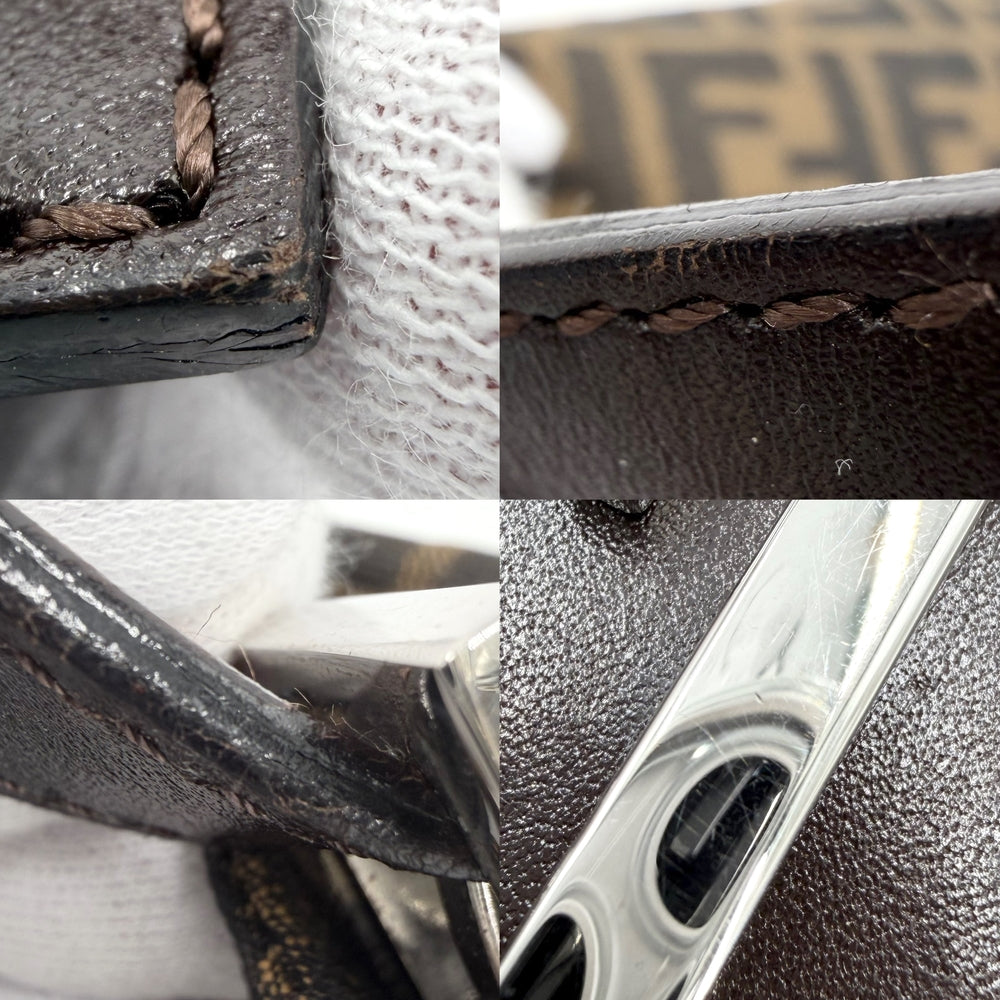 FENDI フェンディ ハンドバッグ ズッカ マンマバケット セミショルダーバッグ 26426 キャンバス レザー ブラウン 茶 シルバー金具 レディース【中古品】