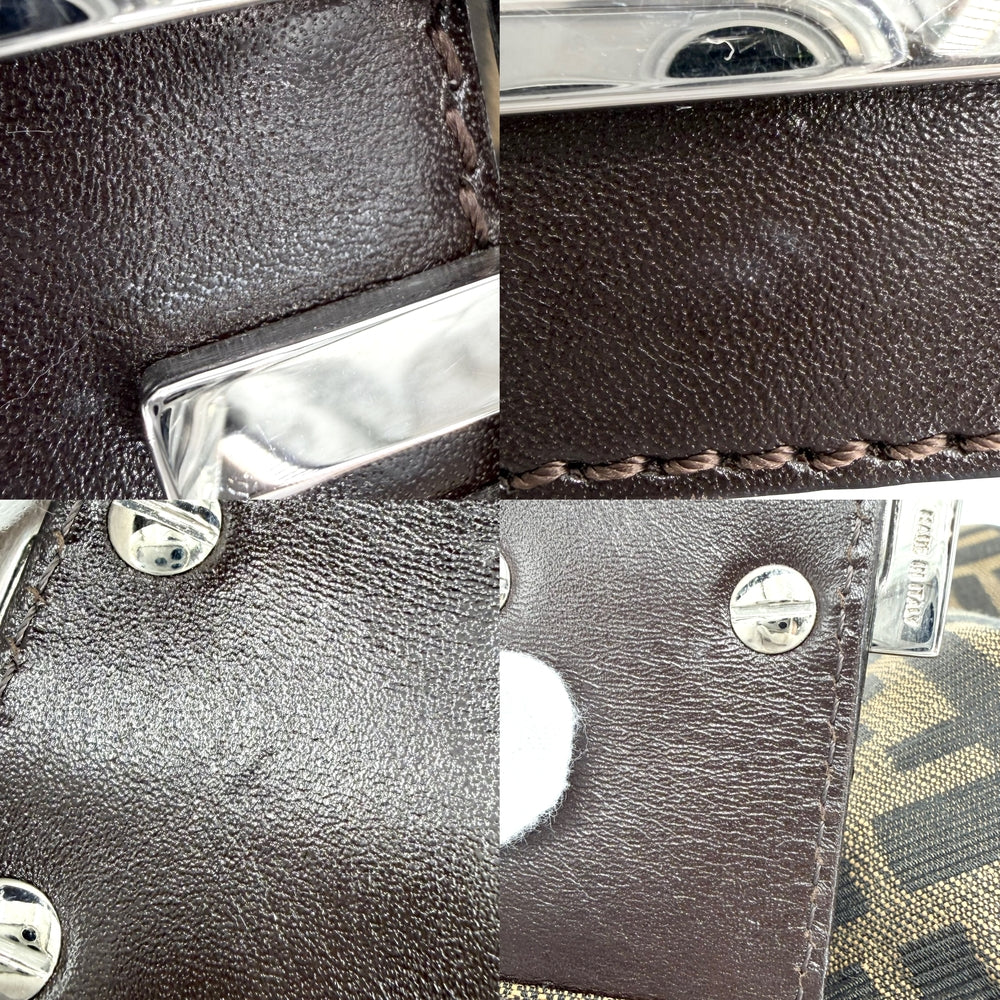 FENDI フェンディ ハンドバッグ ズッカ マンマバケット セミショルダーバッグ 26426 キャンバス レザー ブラウン 茶 シルバー金具 レディース【中古品】