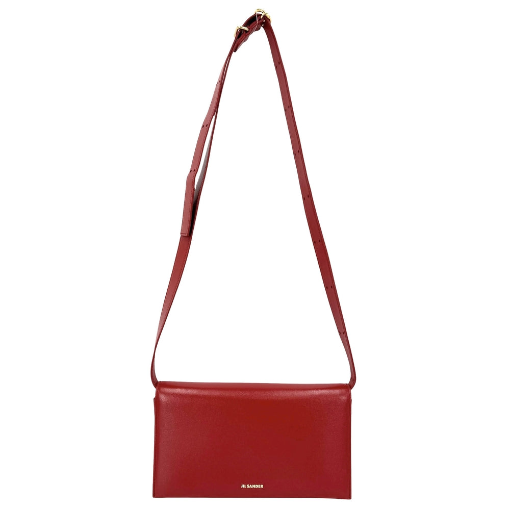 JIL SANDER ジルサンダー ショルダーバッグ オールデイ ショルダーウォレット レザー レッド 赤 ゴールド金具 レディース【中古品】