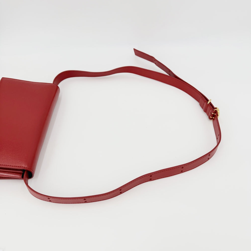 JIL SANDER ジルサンダー ショルダーバッグ オールデイ ショルダーウォレット レザー レッド 赤 ゴールド金具 レディース【中古品】