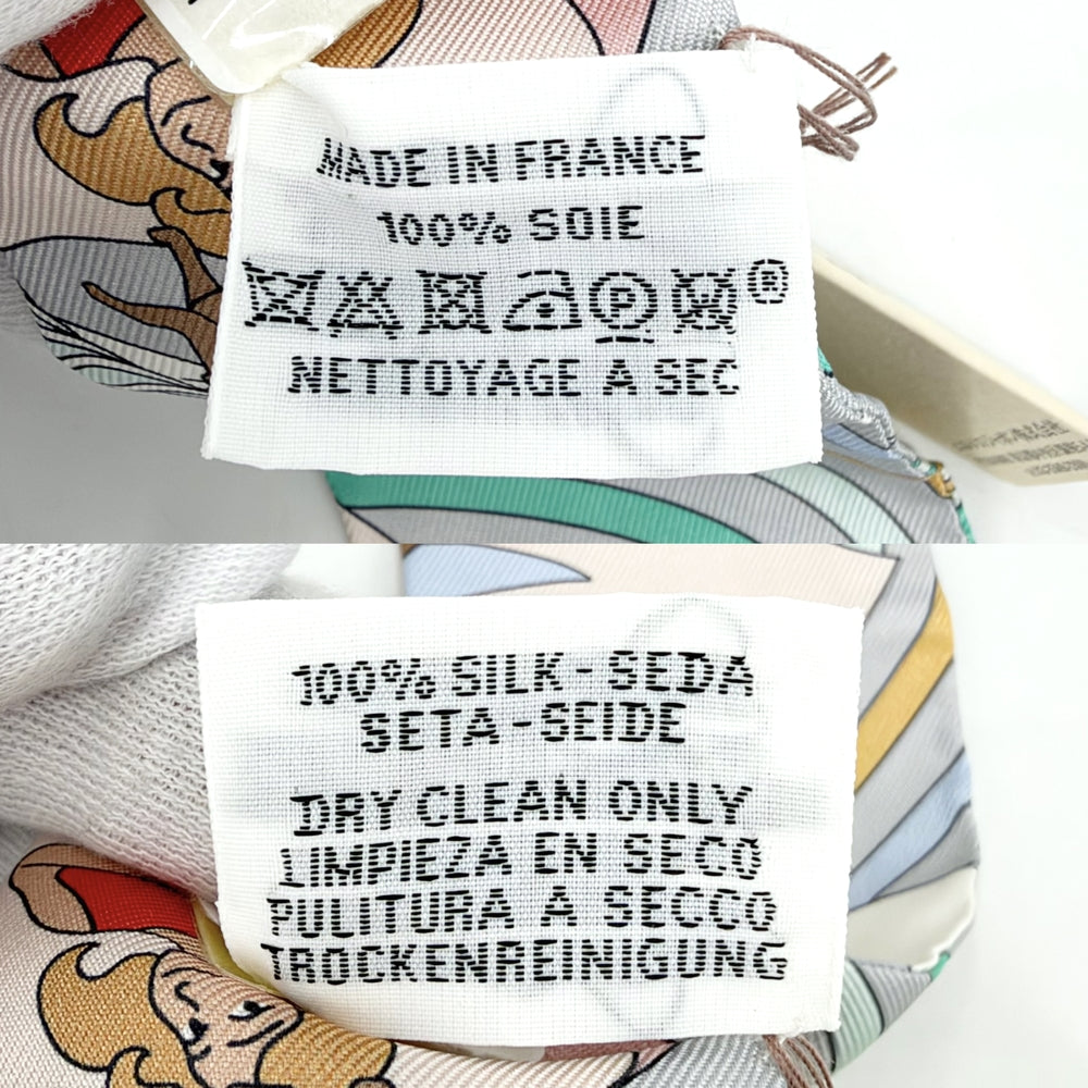 HERMES エルメス スカーフ ツイリー CARRES VOLANTS 空飛ぶカレ Twilly ピンク系 シルク パステルカラー レディース【中古品】