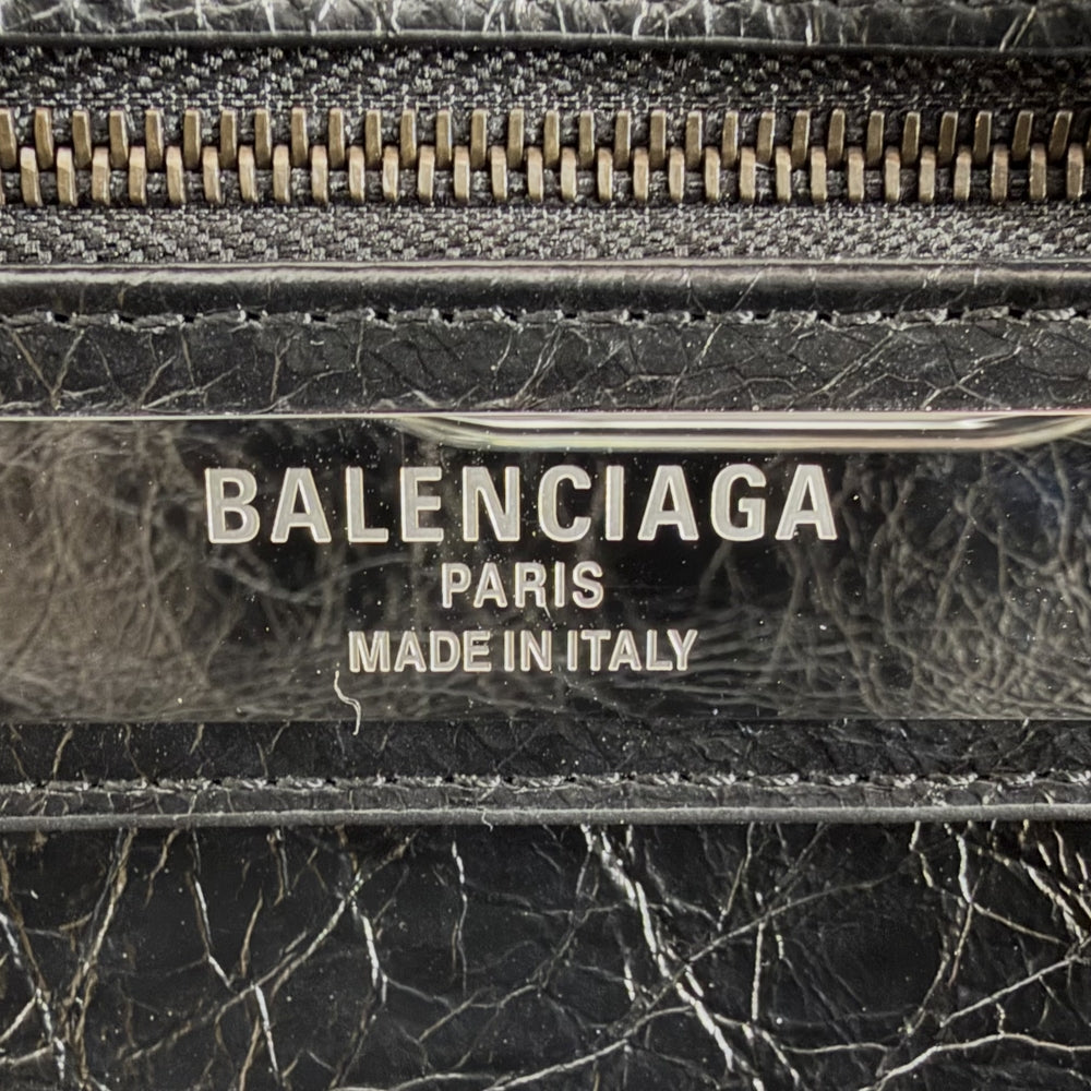 BALENCIAGA バレンシアガ 2WAY ル シティ スモール ハンドバッグ ショルダーバッグ 865762 ラフィア レザー ベージュ ブラック 黒 ブラック×ゴールド金具 レディース【中古品】