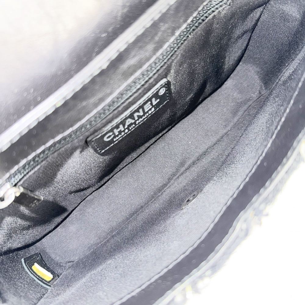 CHANEL シャネル ショルダーバッグ ボア ココマーク ツイード レザー ブラック 黒 アンティークシルバー金具 レディース【中古品】