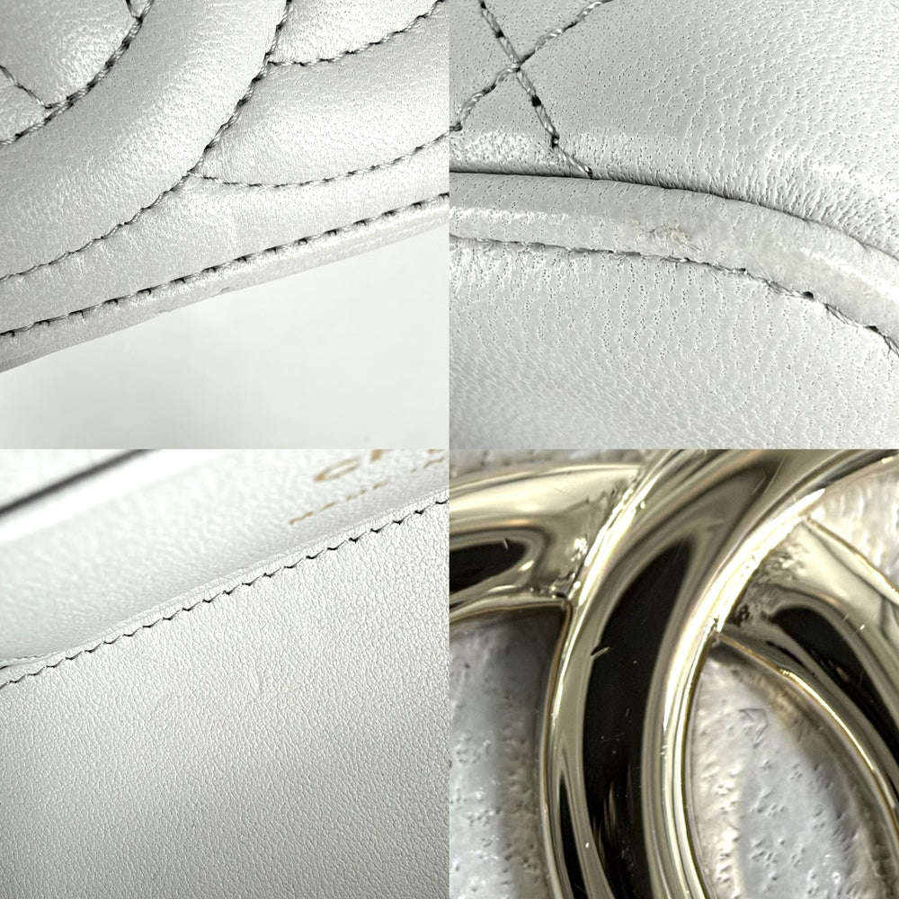 CHANEL シャネル ショルダーバッグ マトラッセ ヴァニティケース キルティングレザー ココマーク ラムスキン ライトブルー シルバー金具 レディース【中古品】