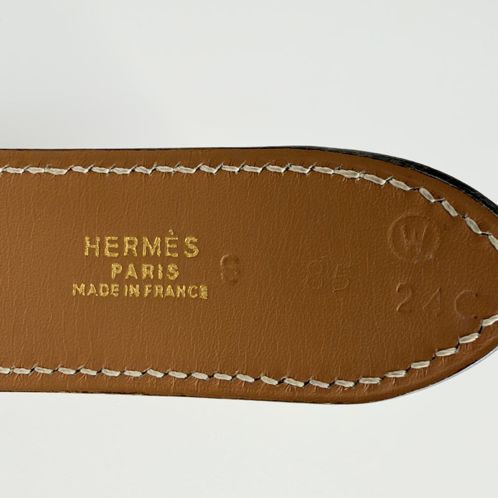 HERMES エルメス ベルト ホースシュー 馬蹄 ファッションアイテム 85サイズ 小物 〇W レザー ブラウン 茶 ゴールド金具 レディース 1993年【中古品】