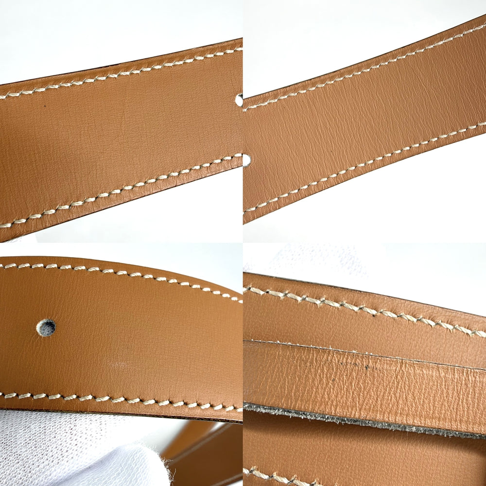 HERMES エルメス ベルト ホースシュー 馬蹄 ファッションアイテム 85サイズ 小物 〇W レザー ブラウン 茶 ゴールド金具 レディース 1993年【中古品】
